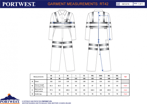 Combinezon Hi-Vis Poli-bumbac, portocaliu, Tall, Portwest